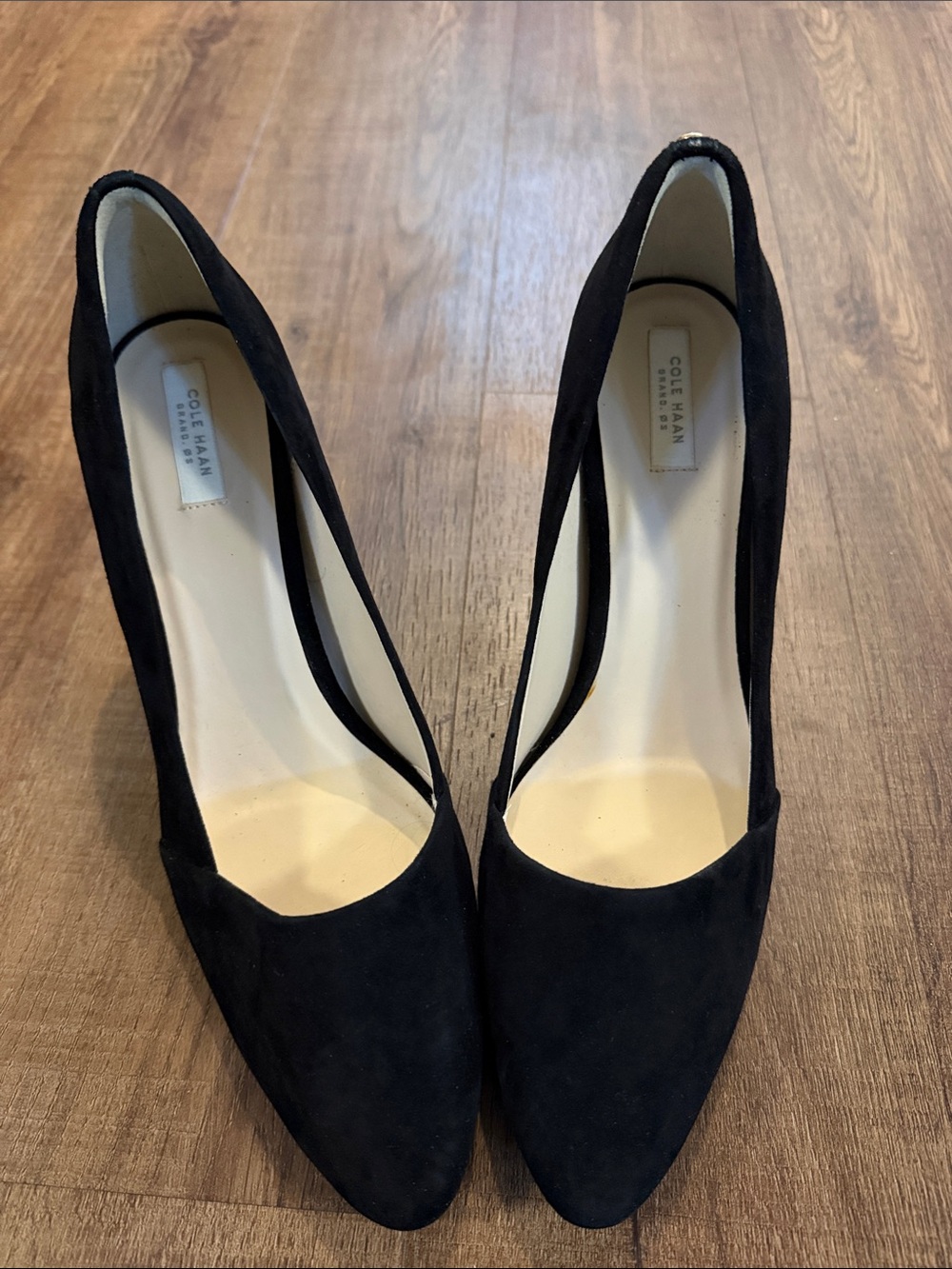 Cole Haan Black Suede Pointed Toe Pumps - Classic Work to Evening Heel